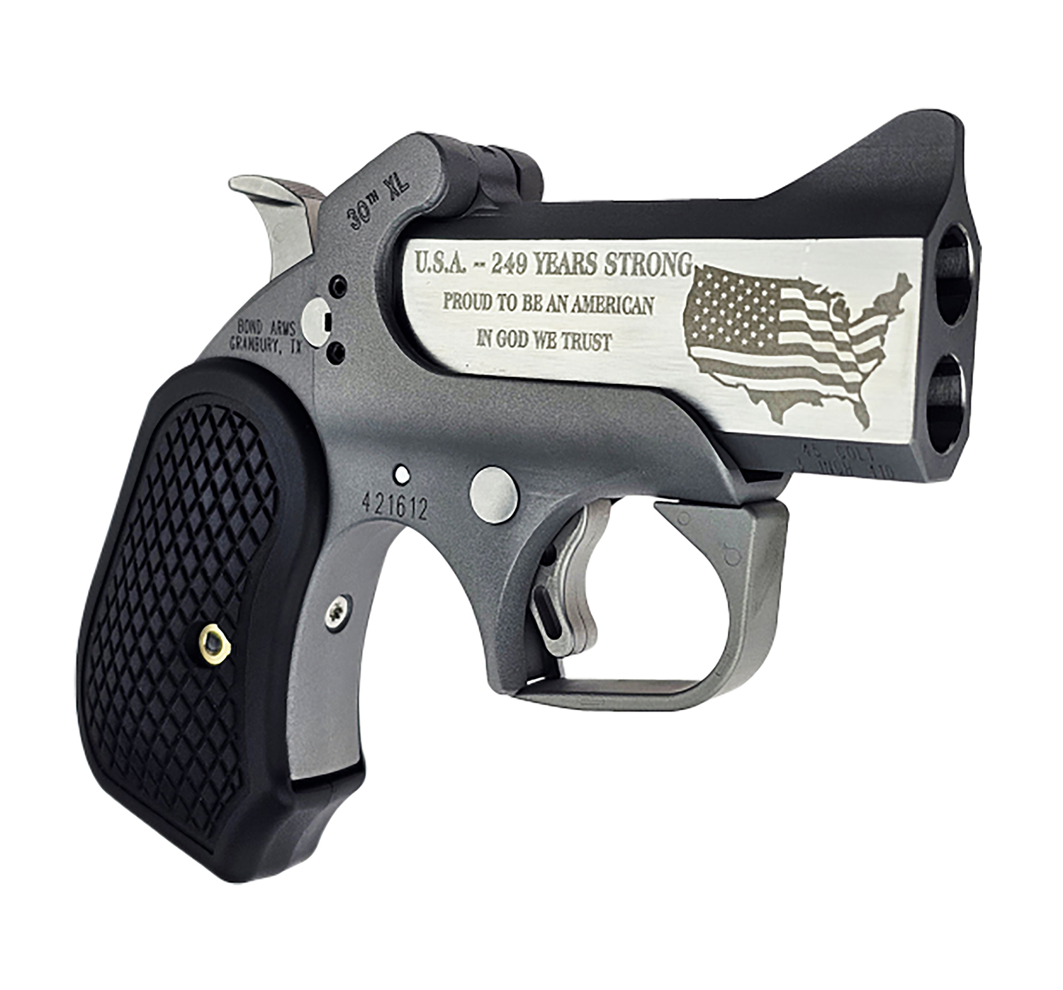 Bond Arms 30th XL 45 Colt 410 3" Engraved Matte Stainless Derringer