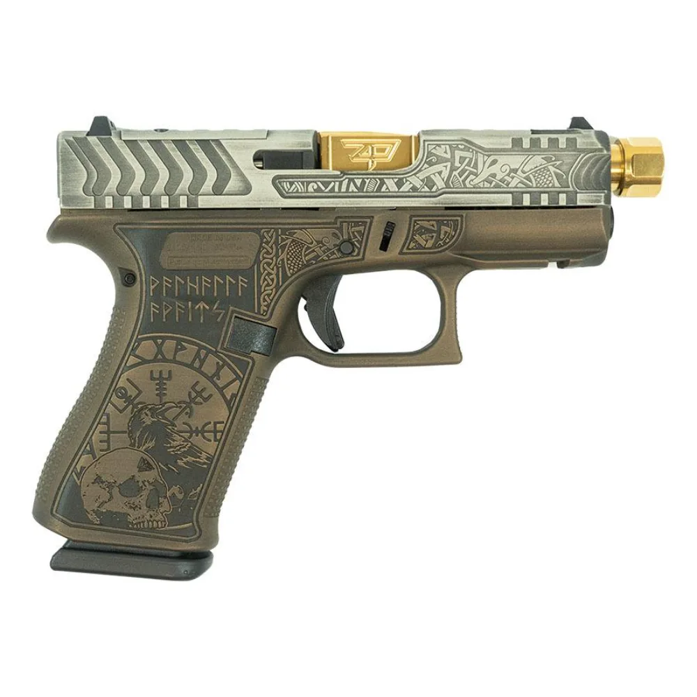 Glock 43X 9mm Viking Colonial Brown Gold Threaded Barrel 3.9"