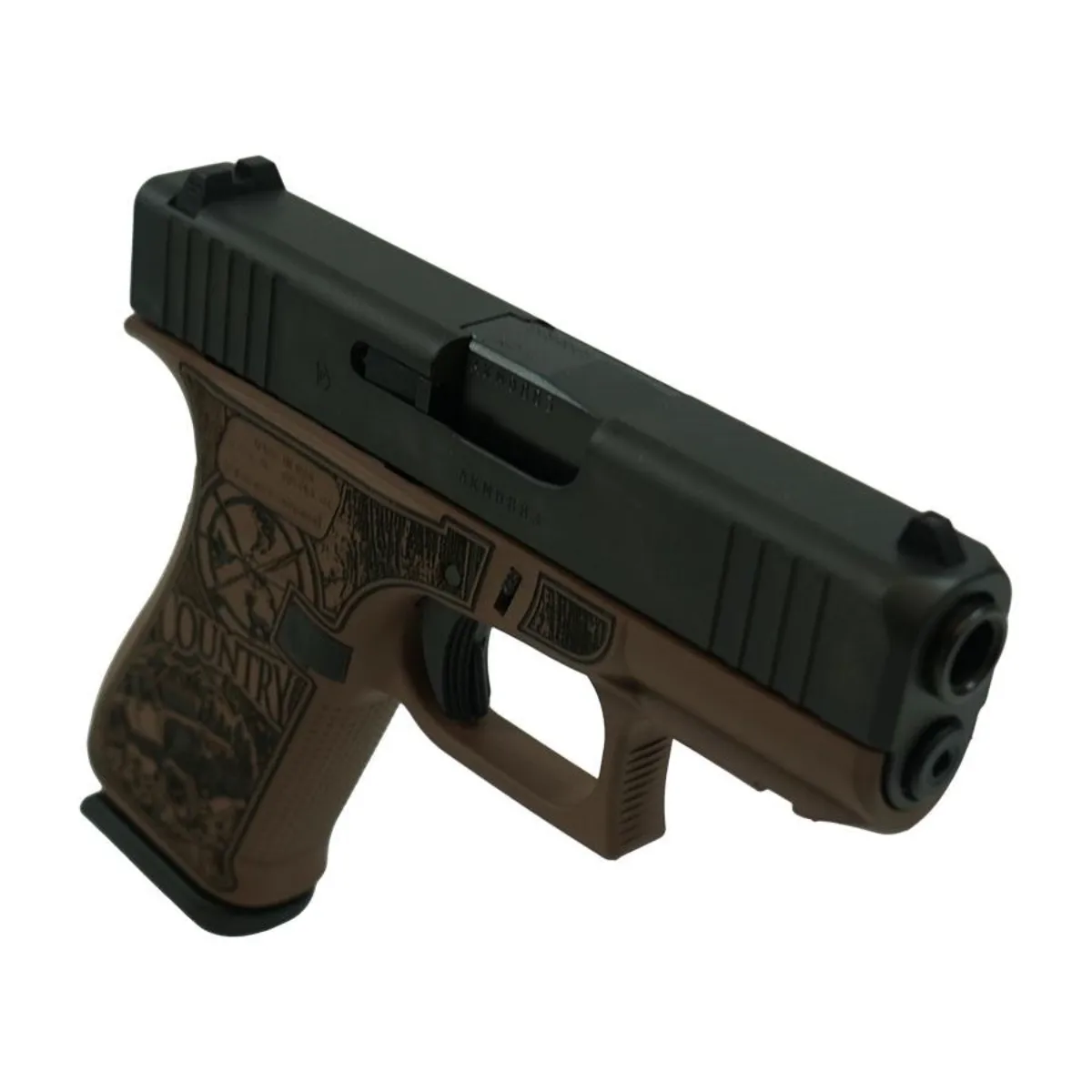 Glock 43X Country Bourbon Custom Engraved 9mm — Compact EDC Pistol