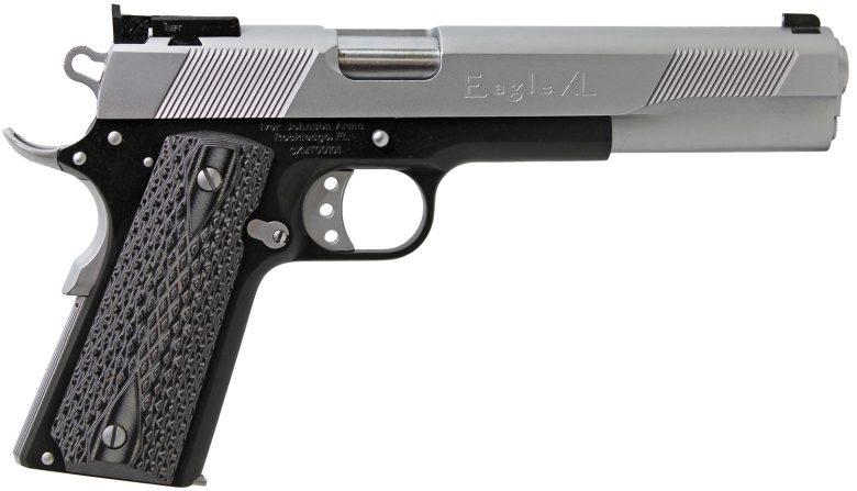 Iver Johnson Arms EAGLEXL10TT Eagle Deluxe 10mm Auto 8+1 6" Steel Barrel, Hard Chrome Serrated Steel Slide, Matte Black Steel Frame w/Beavertail, Black/Gray G10 Grip