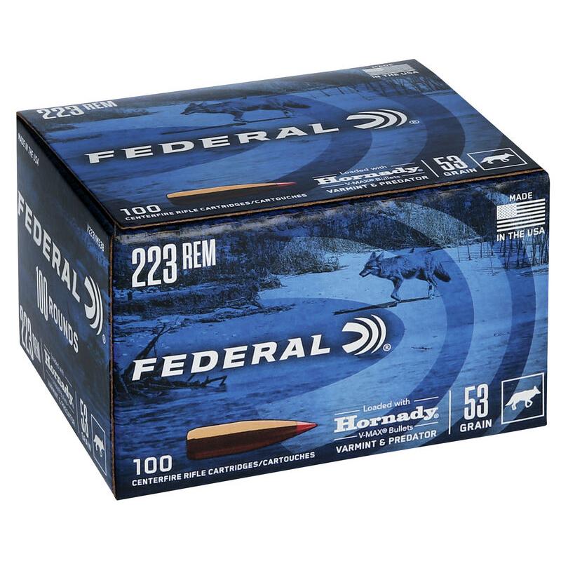 Federal Varmint & Predator .223 Rem 53gr FMJ Ammo 100rd Box