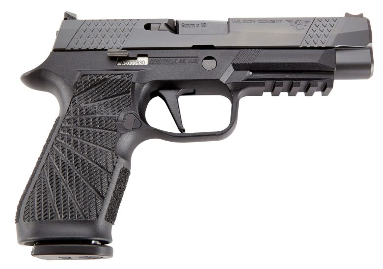 Wilson Combat SIGWCP320F9BATS P320  9mm Luger 17+1 4.70" Black Steel Barrel, Black DLC Serrated Stainless Steel Slide, Black Polymer Frame w/Picatinny Rail, Straight Trigger, Black Polymer Grip