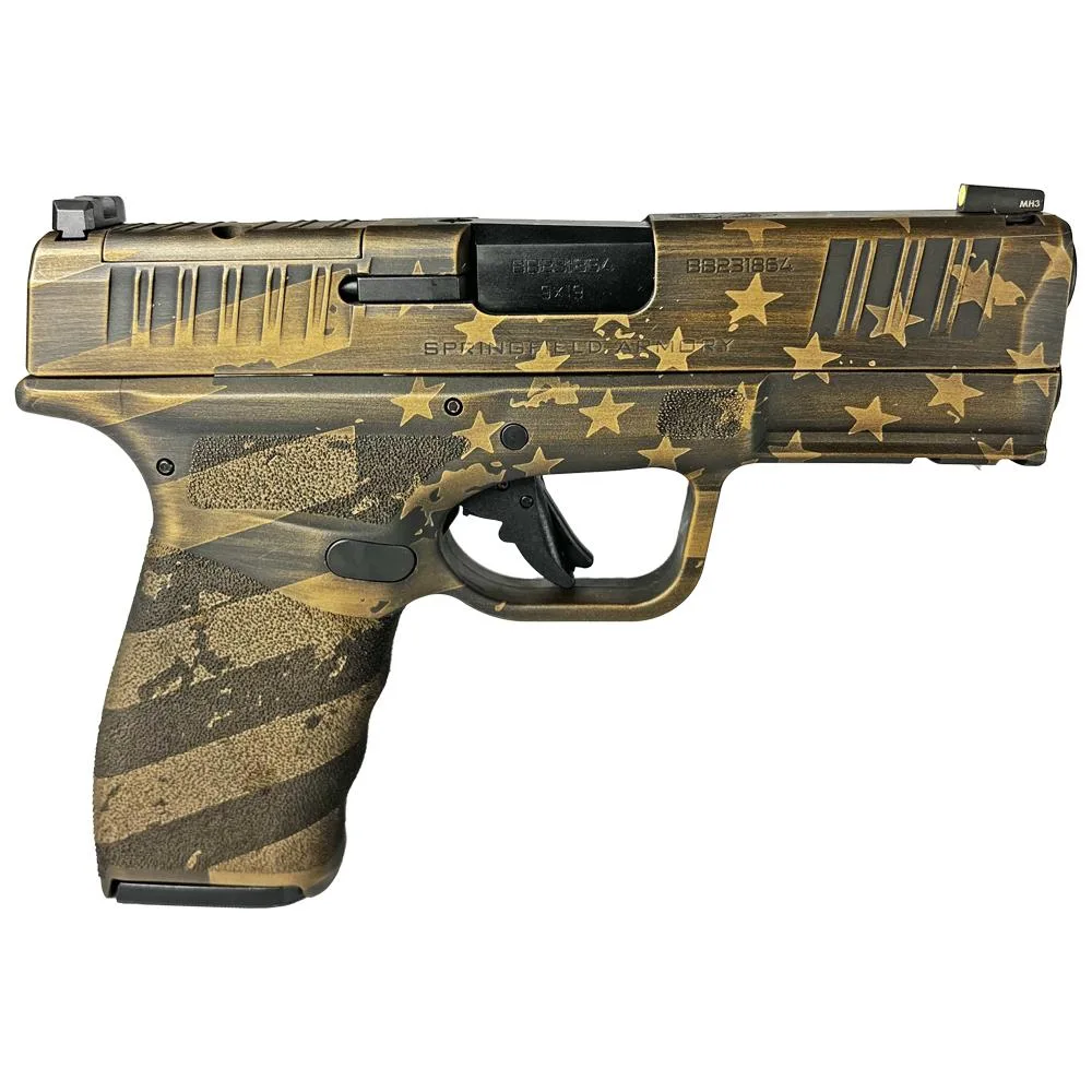 Springfield Hellcat Pro 9mm Distressed Flag Bronze 3.7" 15+1 OSP