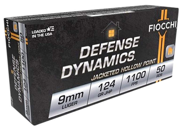 Fiocchi 9APBHP Defense Dynamics 9mmLuger 124gr Jacketed Hollow Point 50 Per Box/20 Case *Worn