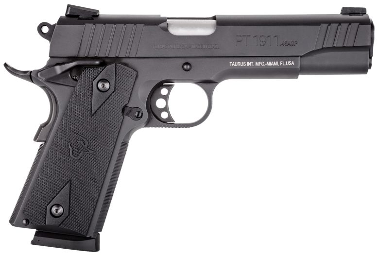 Taurus 1191101FS 1911 Full Size 45 ACP 8+1 5" Matte Stainless Steel Barrel, Matte Black Serrated Steel Slide & Frame, Black Checkered Polymer Grip, Right Hand