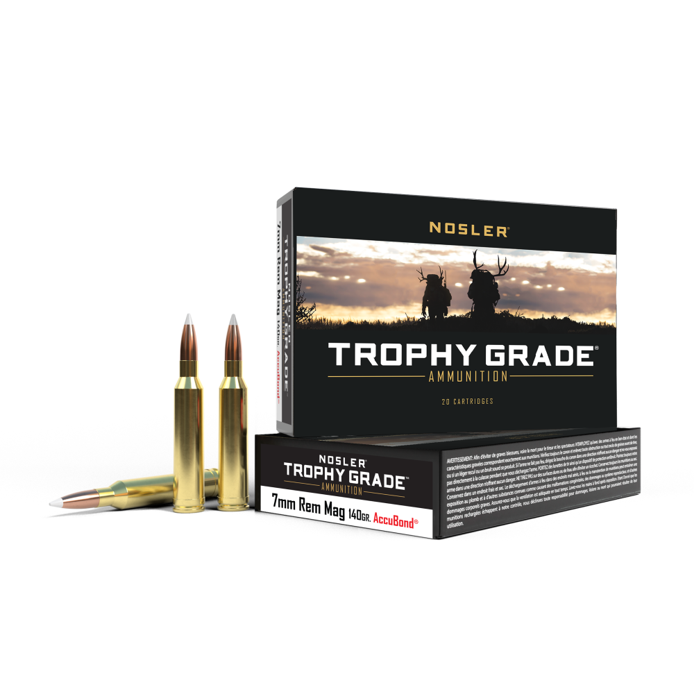 Nosler Trophy Grade Rifle Ammunition 7mm Rem Mag 140 gr AB 3125 fps 20/ct