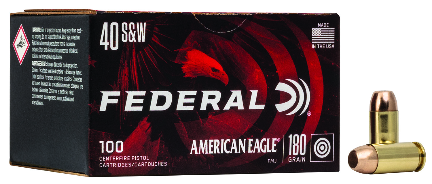 Federal AE40R100 American Eagle Handgun 40S&W 180gr Full Metal Jacket 100 Per Box/5 Case