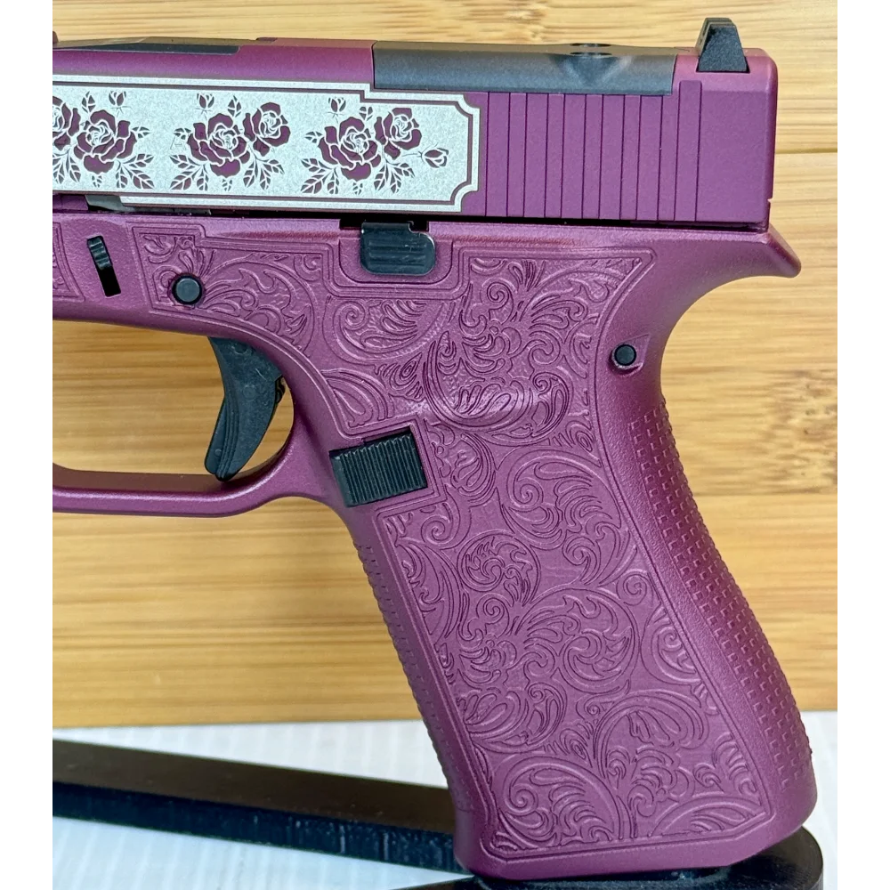 Glock 43X MOS 9mm Glock & Roses Black Cherry Engraved 3.41" 10rd (2)