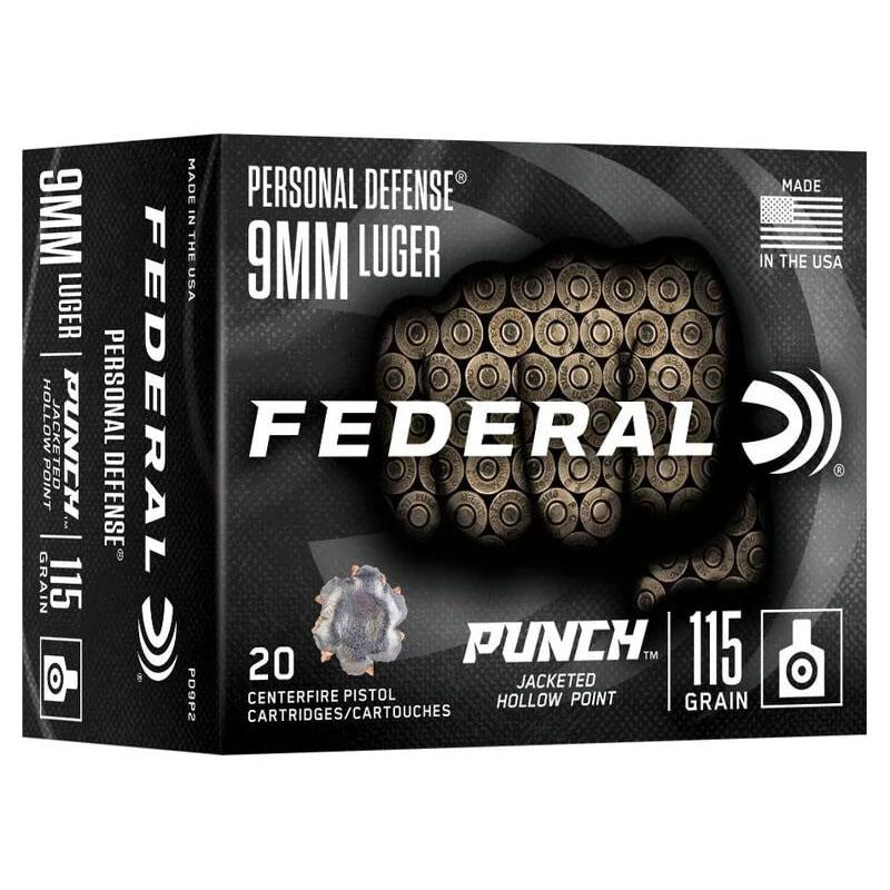 Federal Punch 9mm Luger 115gr JHP Defense Ammo 20-Round Box