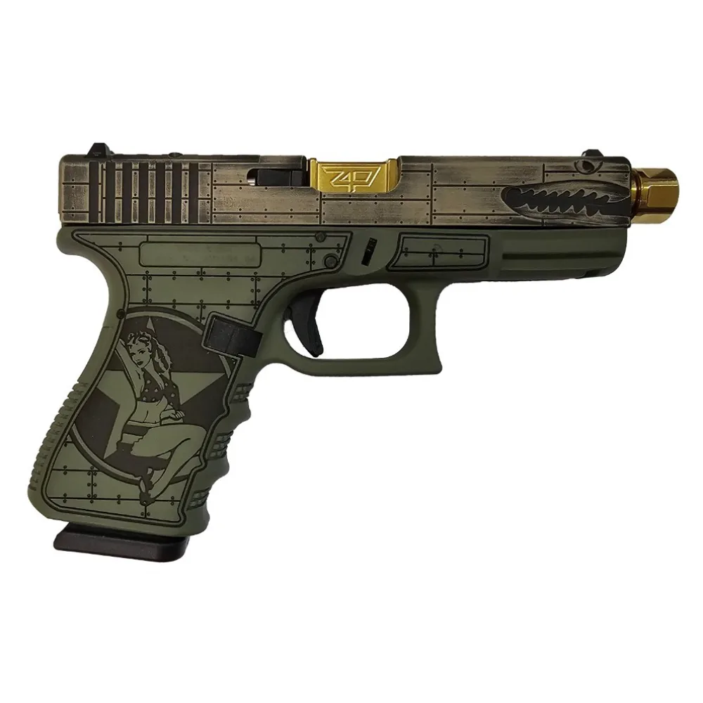Glock 19 Bomber 9mm Green Cerakote Pistol Threaded Gold Barrel