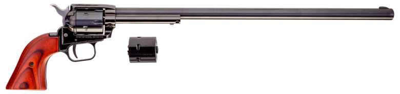 Heritage Mfg RR22MB16 Rough Rider 22 LR/22 WMR 6 Shot, 16" Black Steel Barrel, Black Zinc Alloy Frame, Black Cylinder Cocobolo Grip, Hammer/Thumb Safety, Exposed Hammer