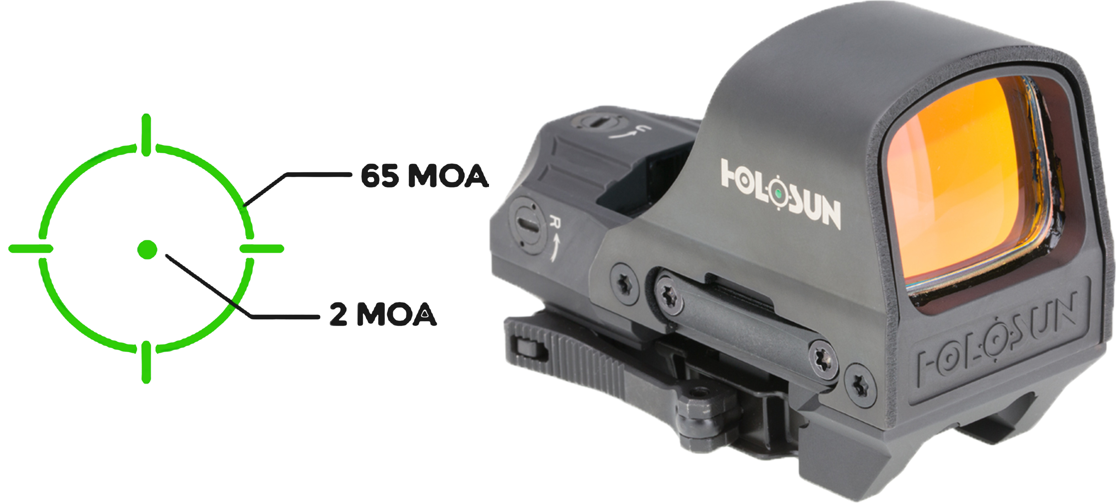 Holosun 510C Open Reflex Sight - Green 2 MOA Dot with 65 MOA Circle - image 5 of 5