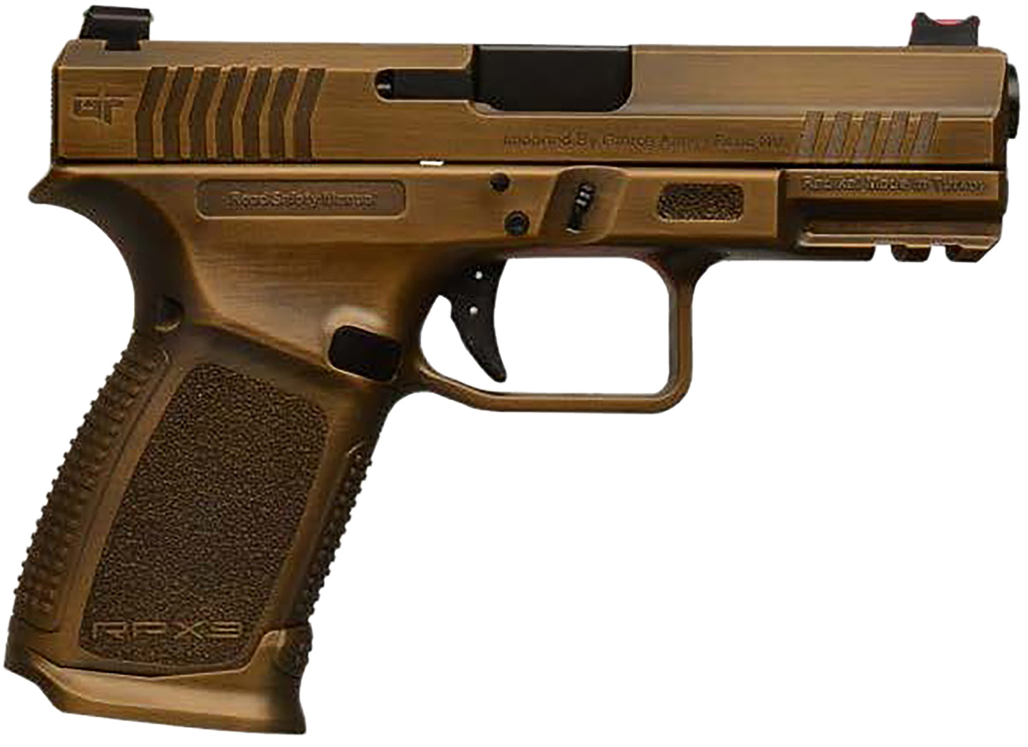Gforce Arms GFRPX3C9BNZ Exodus  9mm Luger 15+1 4.02" Black Steel Barrel, Bronze Cerakote Serrated Steel Slide, Bronze Cerakote Polymer Frame w/Accessory Rail, Textured Grip