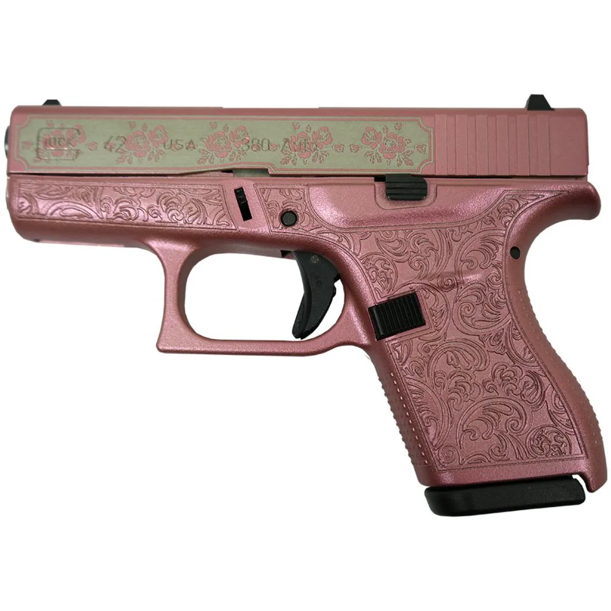 Glock 42 380 ACP 3.2" 6rd Medusa Pink Glock & Roses Pistol USA