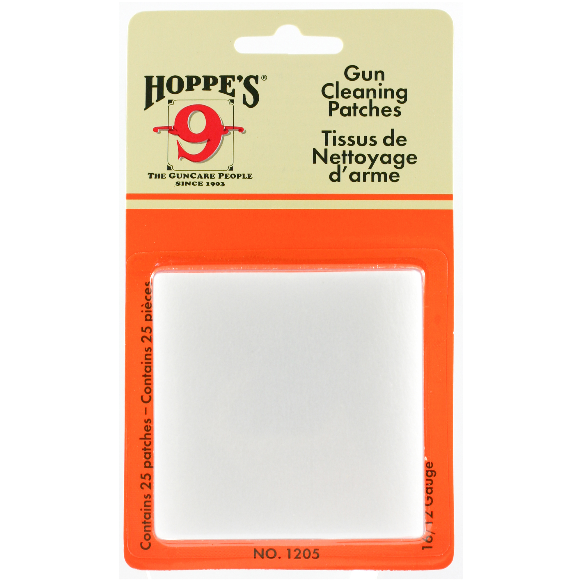 Hoppe's #5 Synthetic Cleaning Patches - 12/16 Gauge (25-Pack)