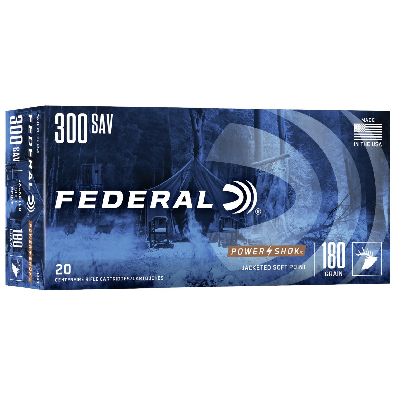 Federal Power-Shok .300 Savage 180gr SP Ammo 20rd Box