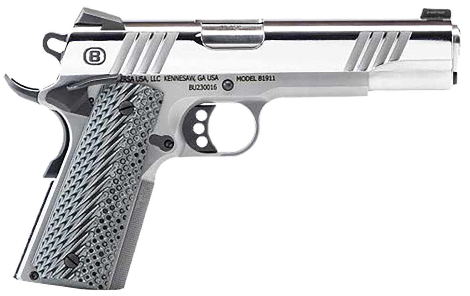Bersa B1911 Mirror Stainless 45 ACP 5 inch 8+1 VZ Grip Pistol