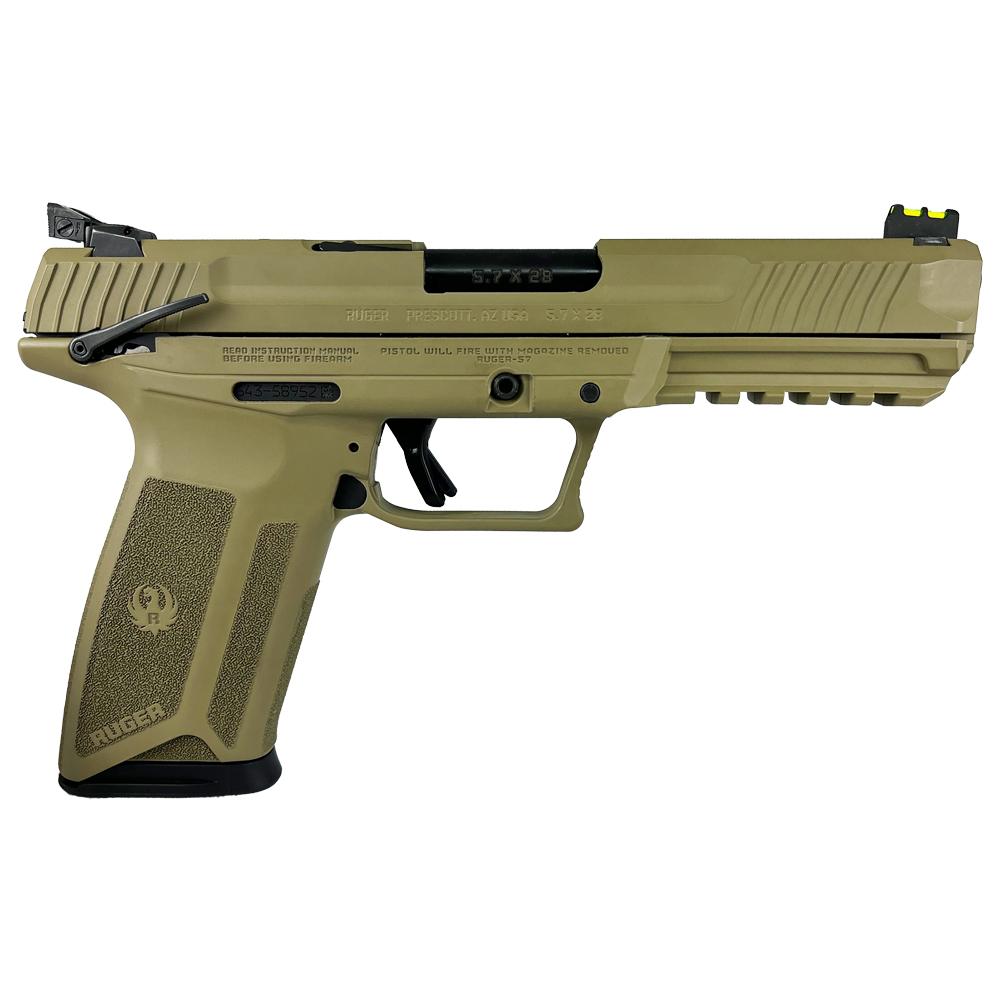 Ruger-57 FDE 5.7x28mm Pistol – 20 Round Magazine, 4.94" Barrel, Optic Ready