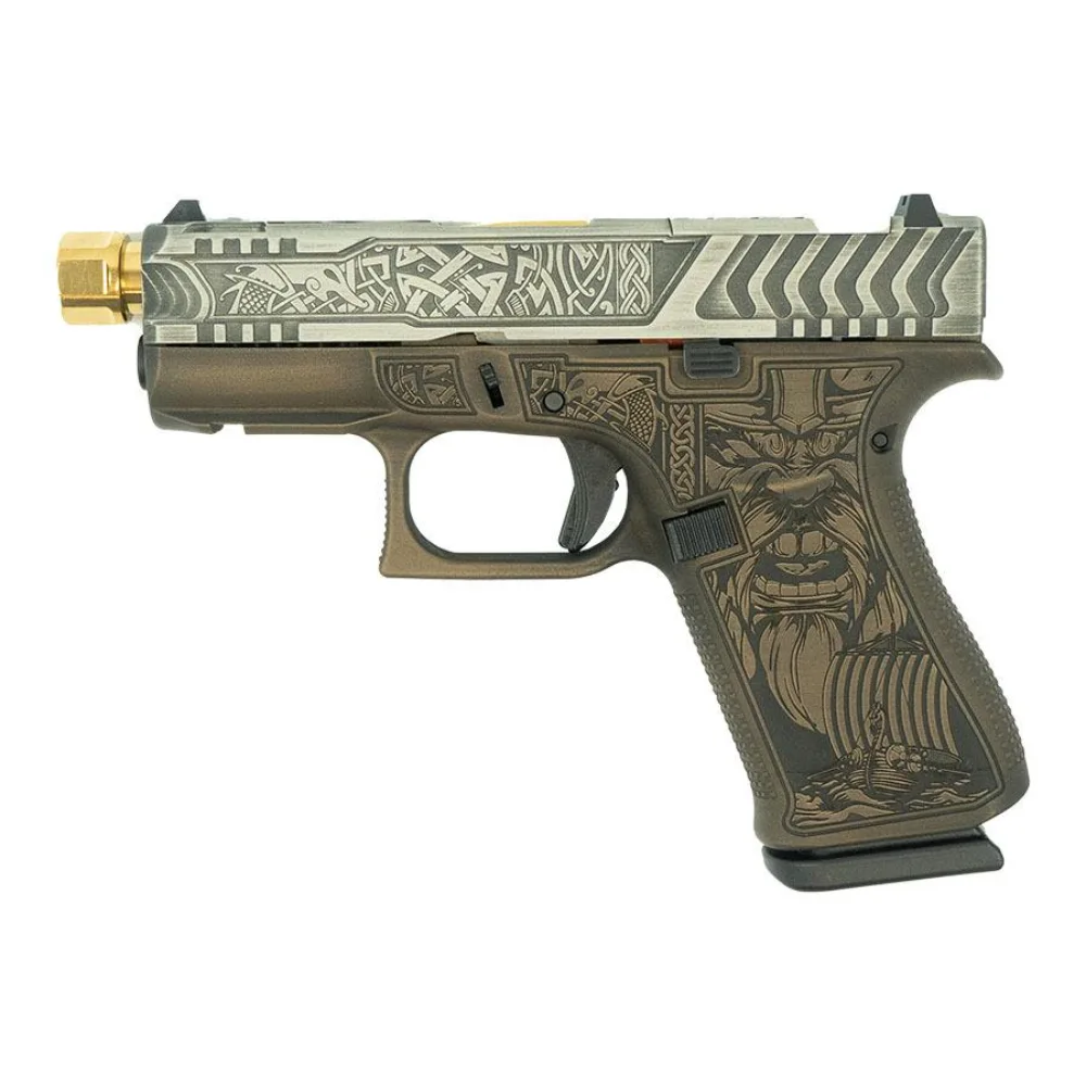 Glock 43X 9mm Viking Colonial Brown Gold Threaded Barrel 3.9"