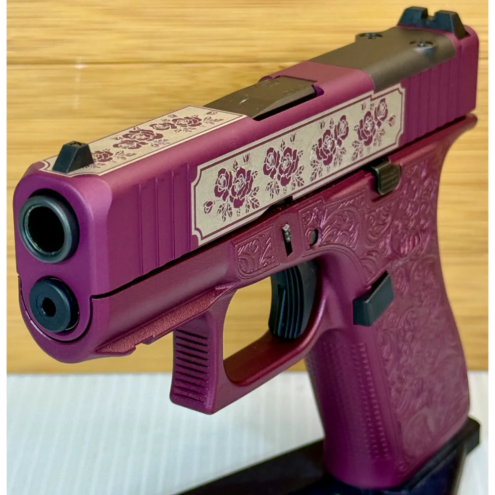 Glock 43X MOS 9mm Glock & Roses Black Cherry Engraved 3.41" 10rd (2)