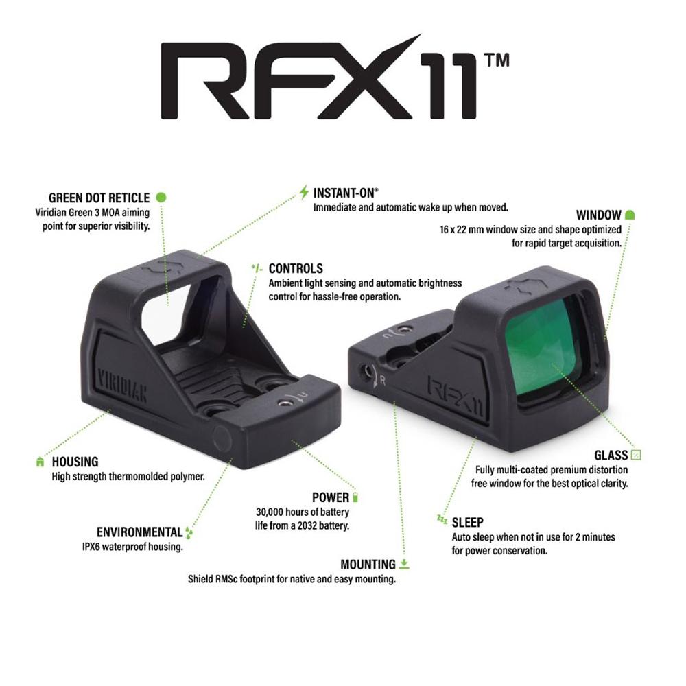 Viridian RFX11 Micro Green Dot Reflex Sight - 3 MOA, Flat Dark Earth - image 7 of 8