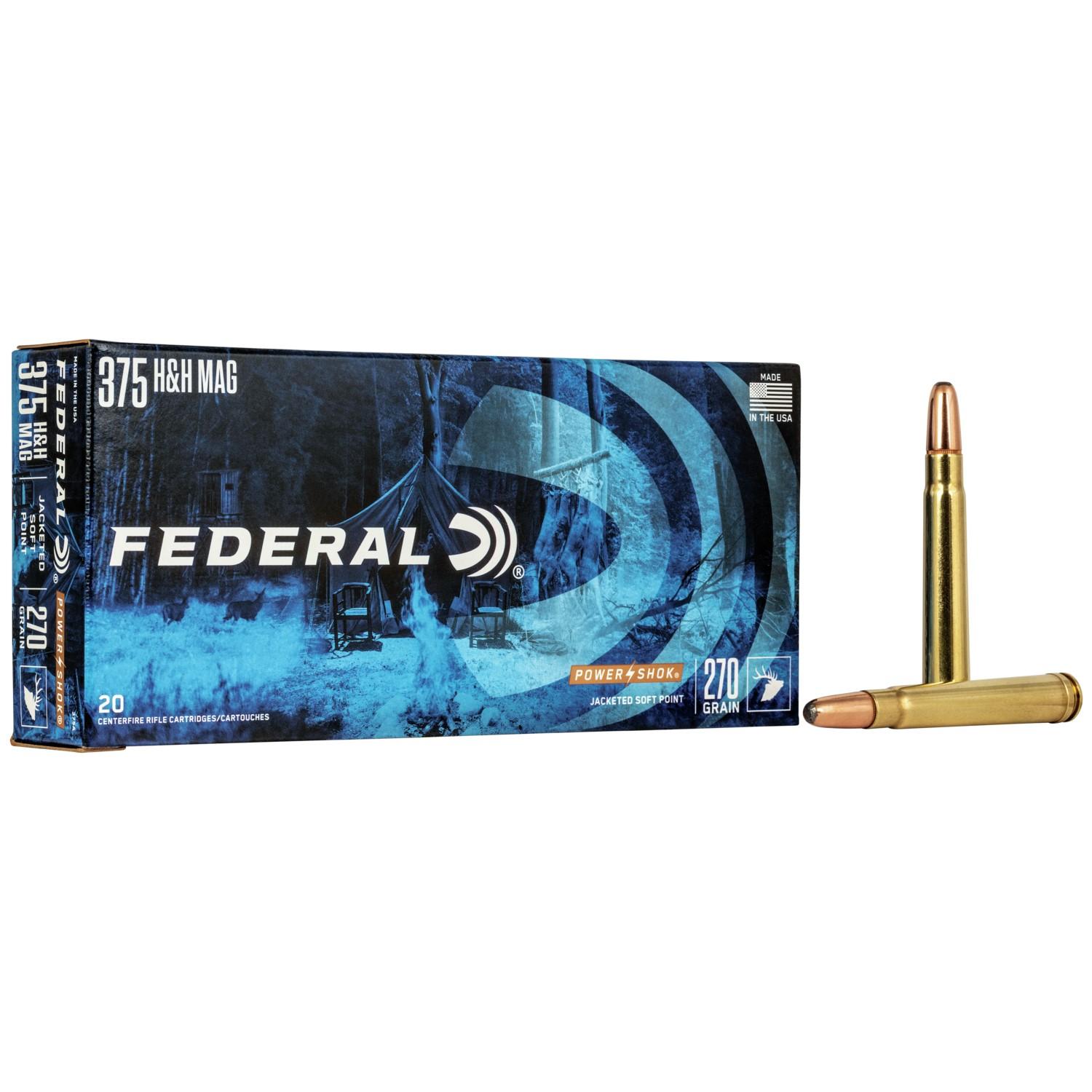 Federal Power-Shok .375 H&H Mag 270gr SP 2690fps 20rd Box
