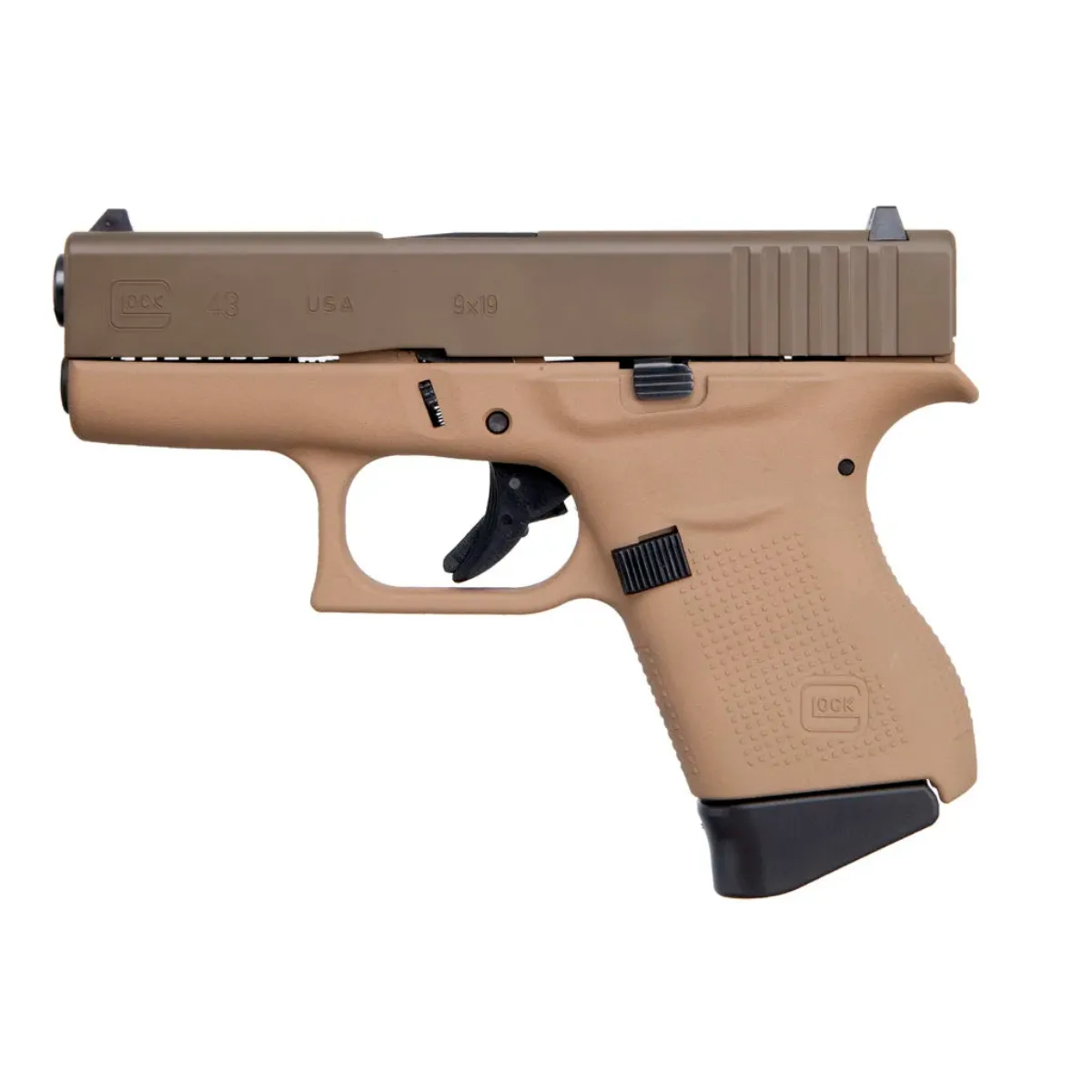Glock 43 9mm Subcompact Dark Earth Frame Patriot Brown Custom