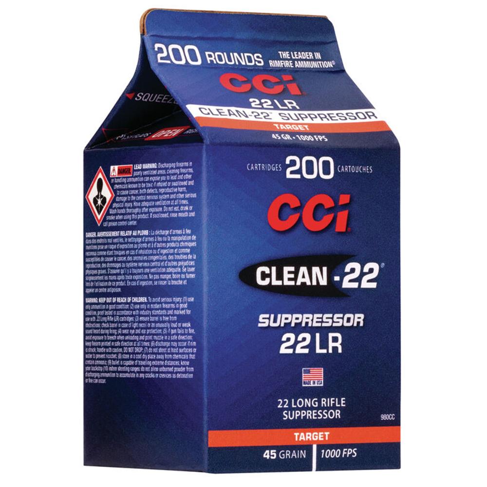 CCI Clean-22 Suppressor .22 LR 45gr LRN 200rd