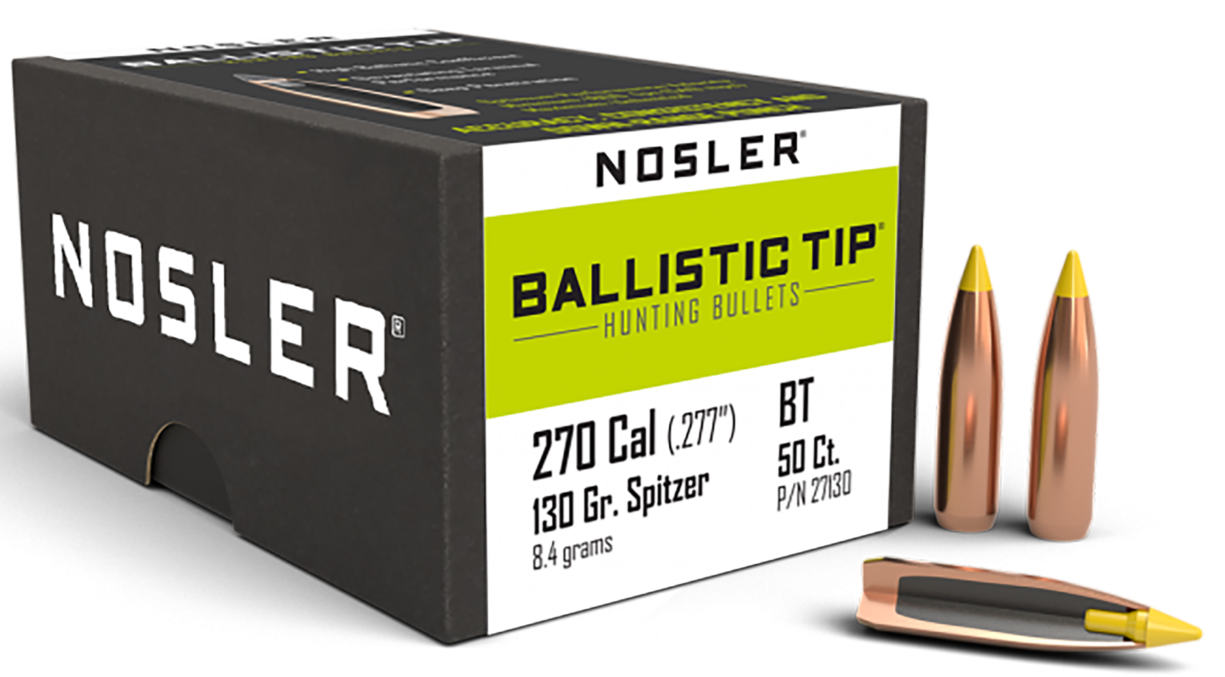 Nosler Ballistic Tip .277 Diameter 130 Grain Spitzer Boat Tail (50 Count) - image 4 of 6