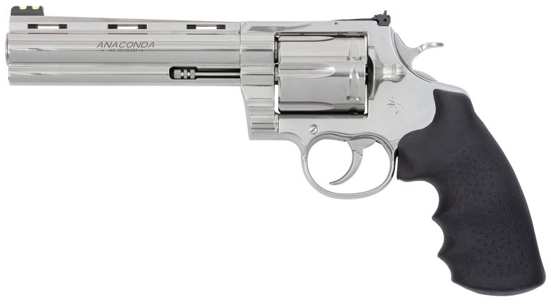 Colt Mfg ANACONDASP6RFT Anaconda Target 44 Mag 6rd 6" Stainless Vent Rib Barrel, Cylinder & Stainless Stainless Steel Frame, Black Rubber Grip
