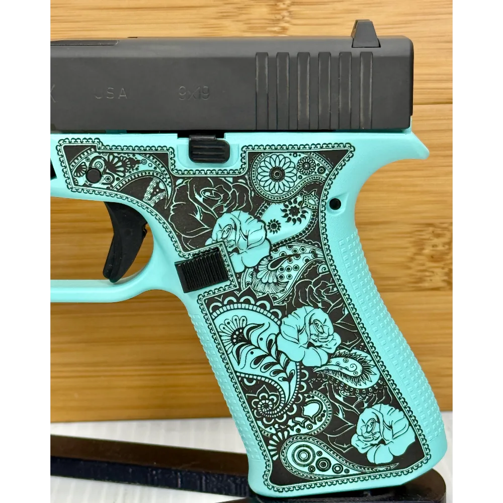 Glock 43X Robin's Egg Glocks & Roses 9mm – Compact Concealed Carry Pistol