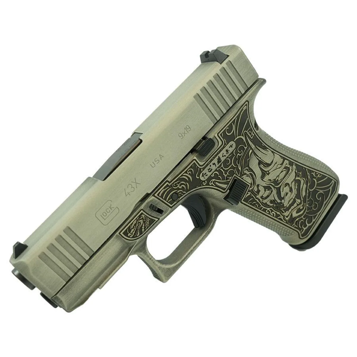 Glock 43X Custom Bushido Mask 9mm 10+1 Sand Finish USA Made Handgun