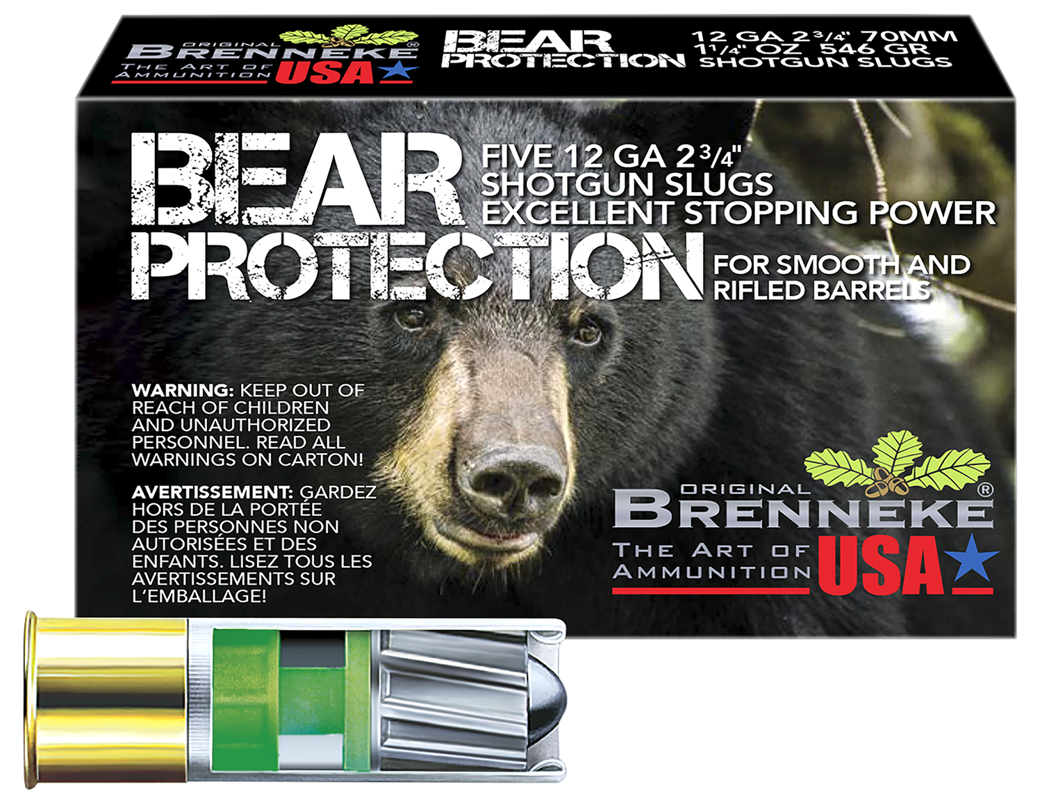 Brenneke SL122BP Bear Protection  12Gauge 2.75" 1 1/4oz Slug Shot 5 Per Box/50 Case