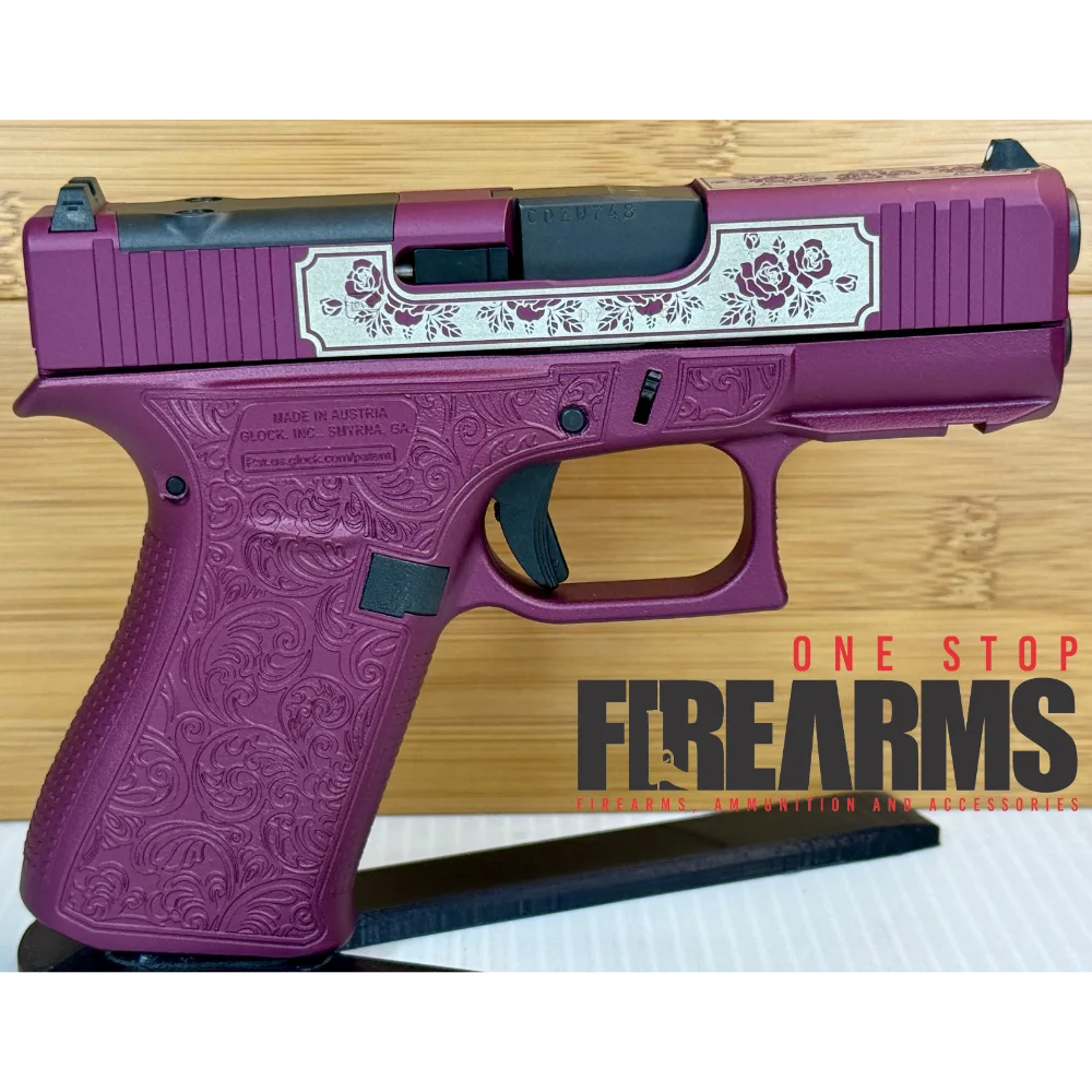 Glock 43X MOS 9mm Glock & Roses Black Cherry Engraved 3.41" 10rd (2)
