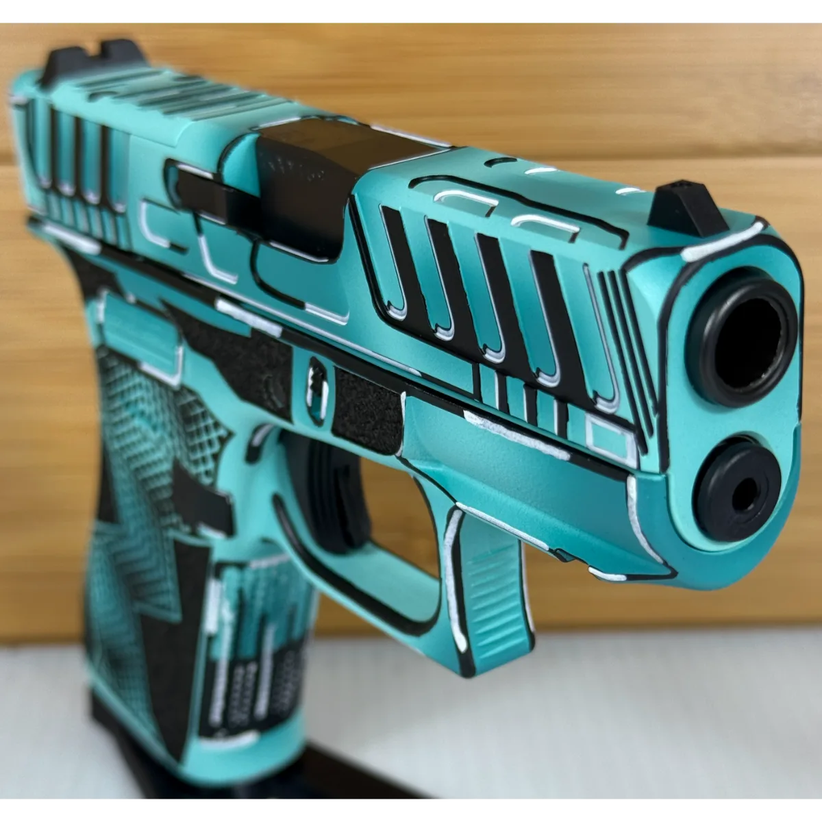 Glock 43X Anime Zombie Blue Custom 9mm Pistol Turquoise Cerakote
