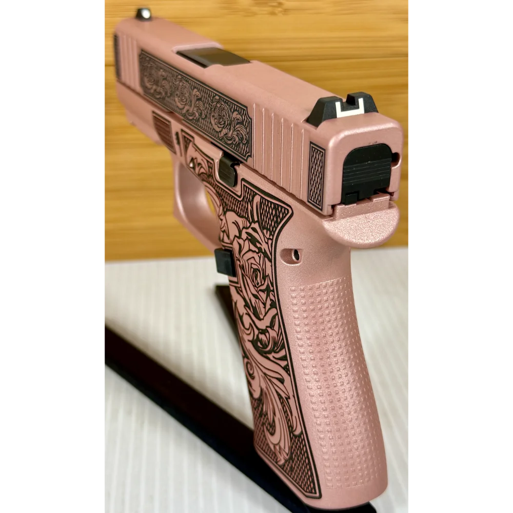 Glock 43X "Glock & Roses II" Pink 9mm Pistol 3.4" Barrel 10rd (2) USA with Rail