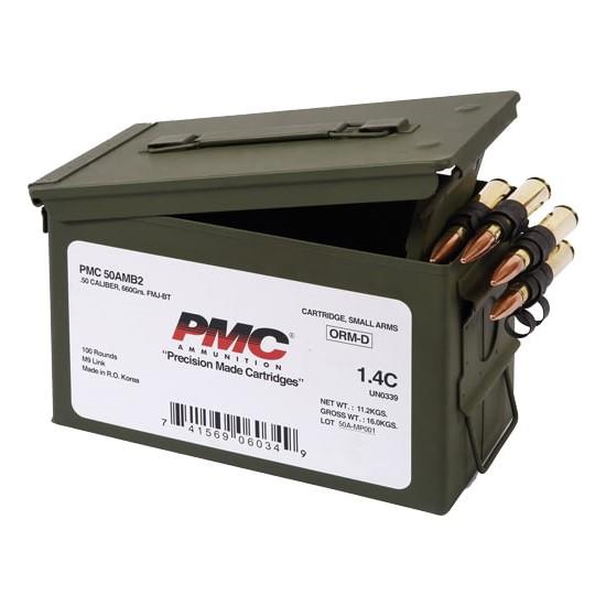 PMC Bronze .50 BMG 660 Grain FMJBT Linked 100 Round M2A1 Box