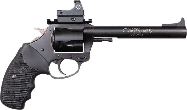 Charter Arms 64465 Mastiff Target Large Frame 44 Special 5 Shot, 6" Black Nitride Stainless Steel Barrel, Cylinder & Frame, Black Rubber Grip, Sightmark Micro Optic, Exposed Hammer