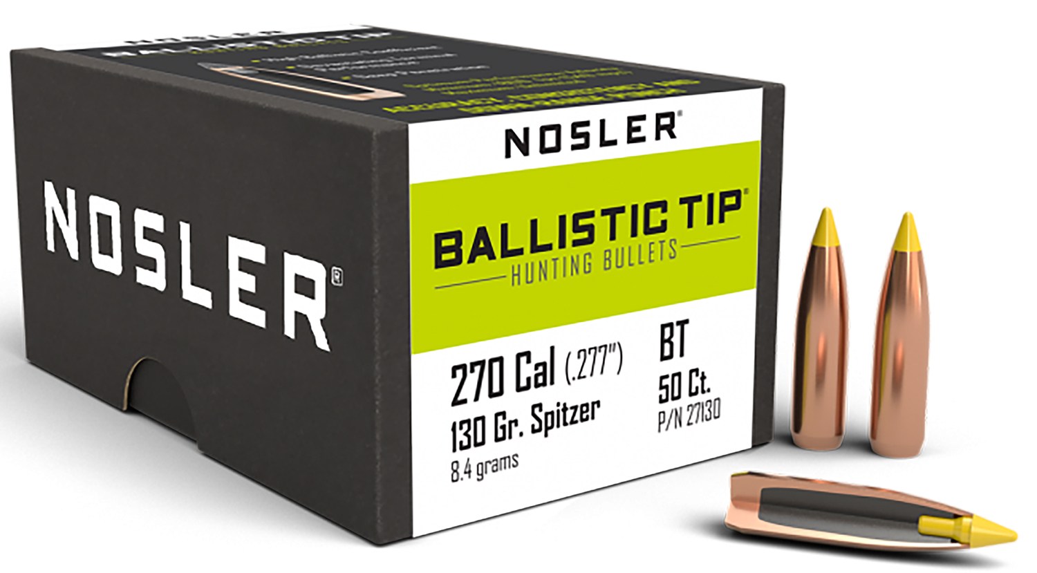 Nosler Ballistic Tip .277 Diameter 130 Grain Spitzer Boat Tail (50 Count) - image 3 of 6