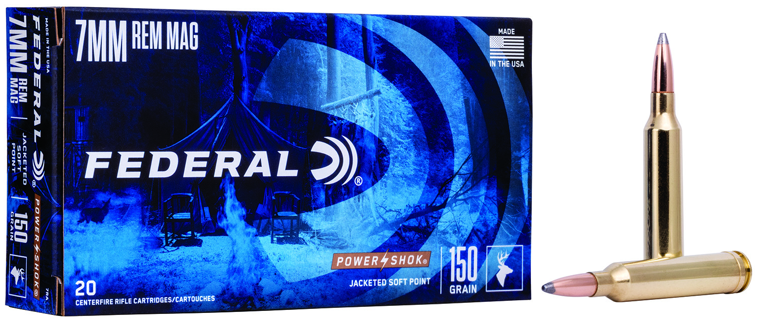 Federal 7RA Power-Shok  7mmRemMag 150gr Jacketed Soft Point 20 Per Box/10 Case