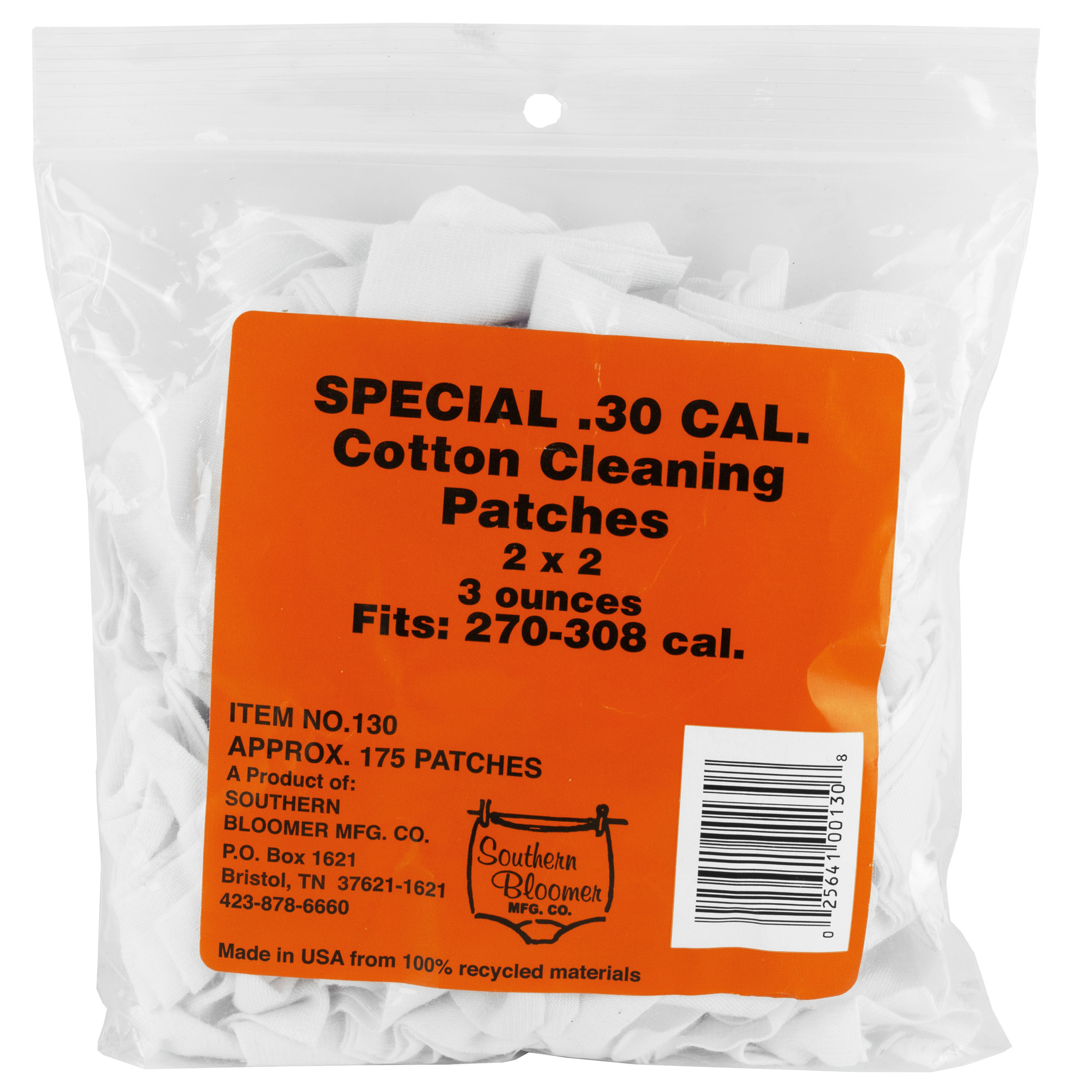 Southern Bloomer 30 Caliber Cotton Patches, 2"x2", 130/Bag