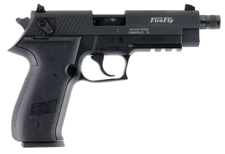GSG GERG2210TFF FireFly  22 LR 10+1 4.90" Black Steel/Threaded Barrel, Serrated Slide, Zinc Alloy w/Accessory Rail Frame, Black Polymer Grip