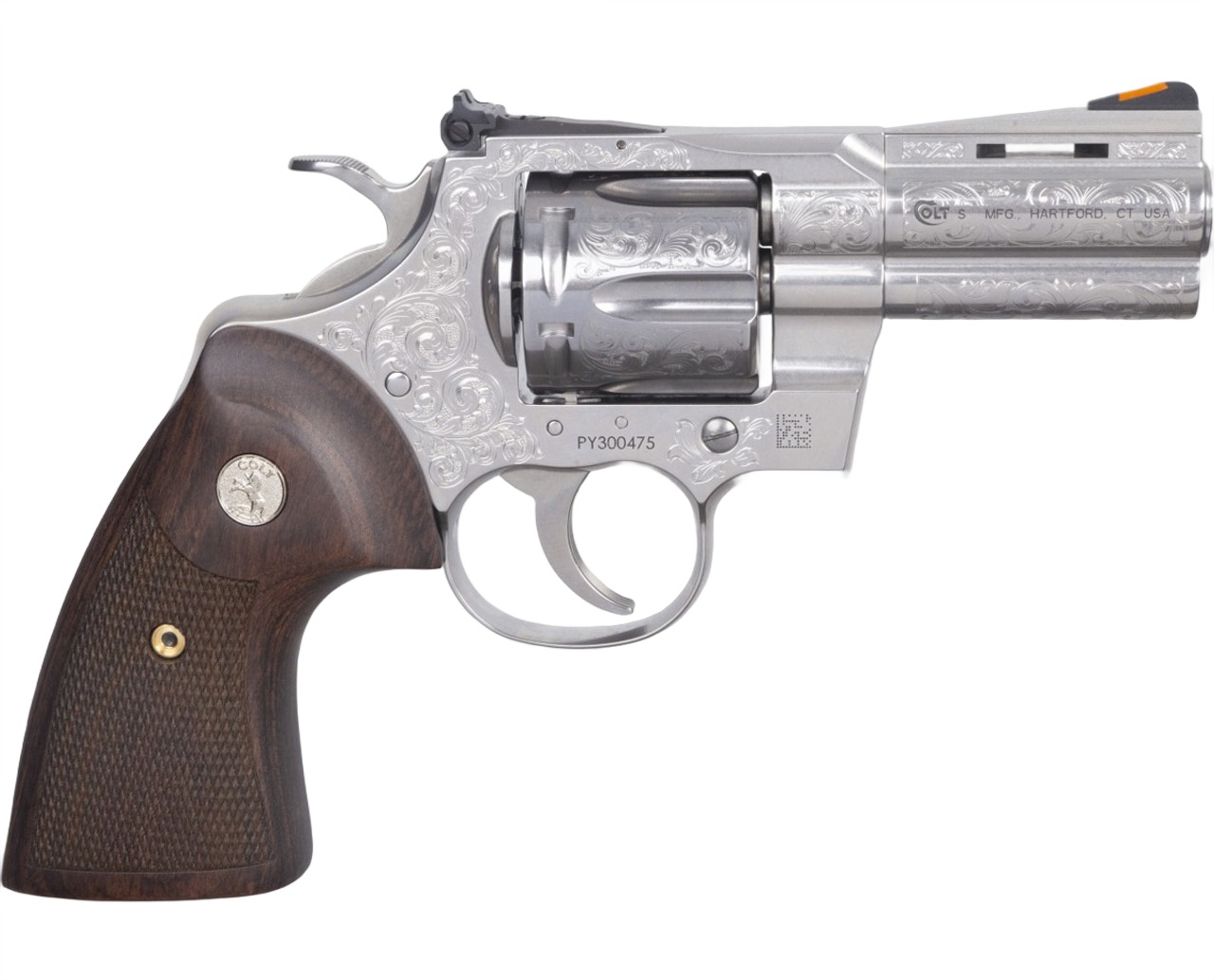 COLT PYTHON 357MAG ENGRAVED 3" STAINLESS REVOLVER