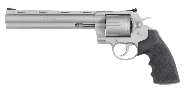 Colt Mfg ANACONDASM8RTS Anaconda  44 Mag 6rd Shot 8" Matte Stainless Vent Rib Barrel, Cylinder & Frame, Black Grip