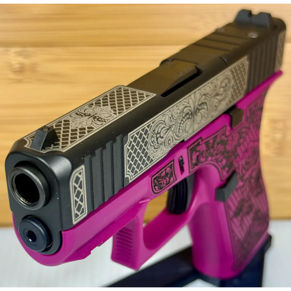 Glock 43X Glocks & Laces Black Cherry 9mm 10Rd Custom Engraved Pistol