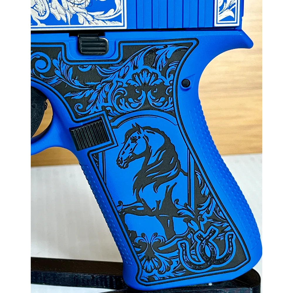 Glock 43X "Glock & Horses" Blue 9mm Pistol 3.4" Barrel 10rd (2) USA with Rail