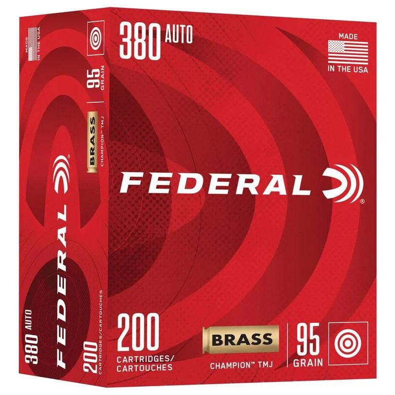 Federal Champion .380 Auto 95gr FMJ Ammunition – 200 Round Training Value Pack