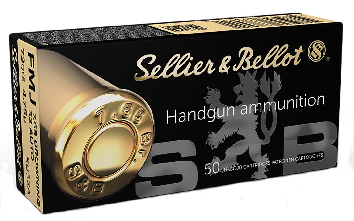 Sellier & Bellot SB32A Handgun 32ACP 73gr Full Metal Jacket 50 Per Box/40 Case