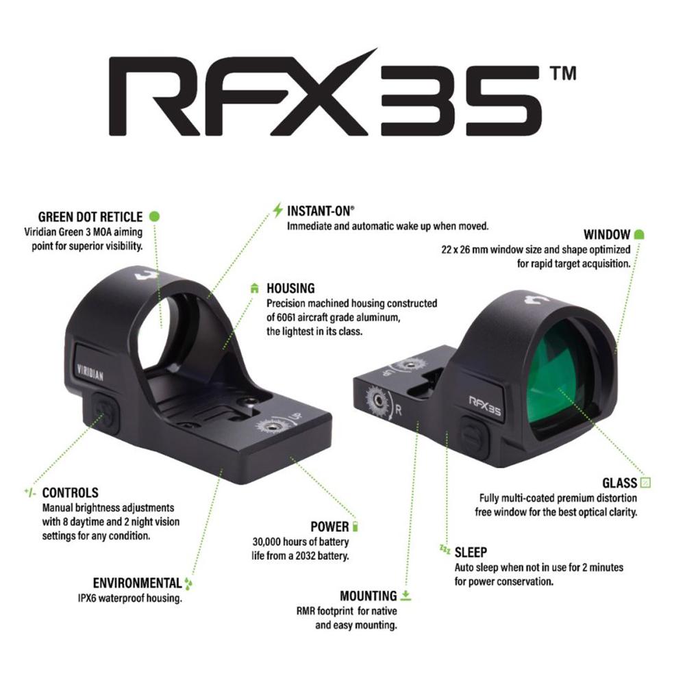 Viridian RFX35 Micro Green Dot Reflex Sight - Flat Dark Earth - image 7 of 8