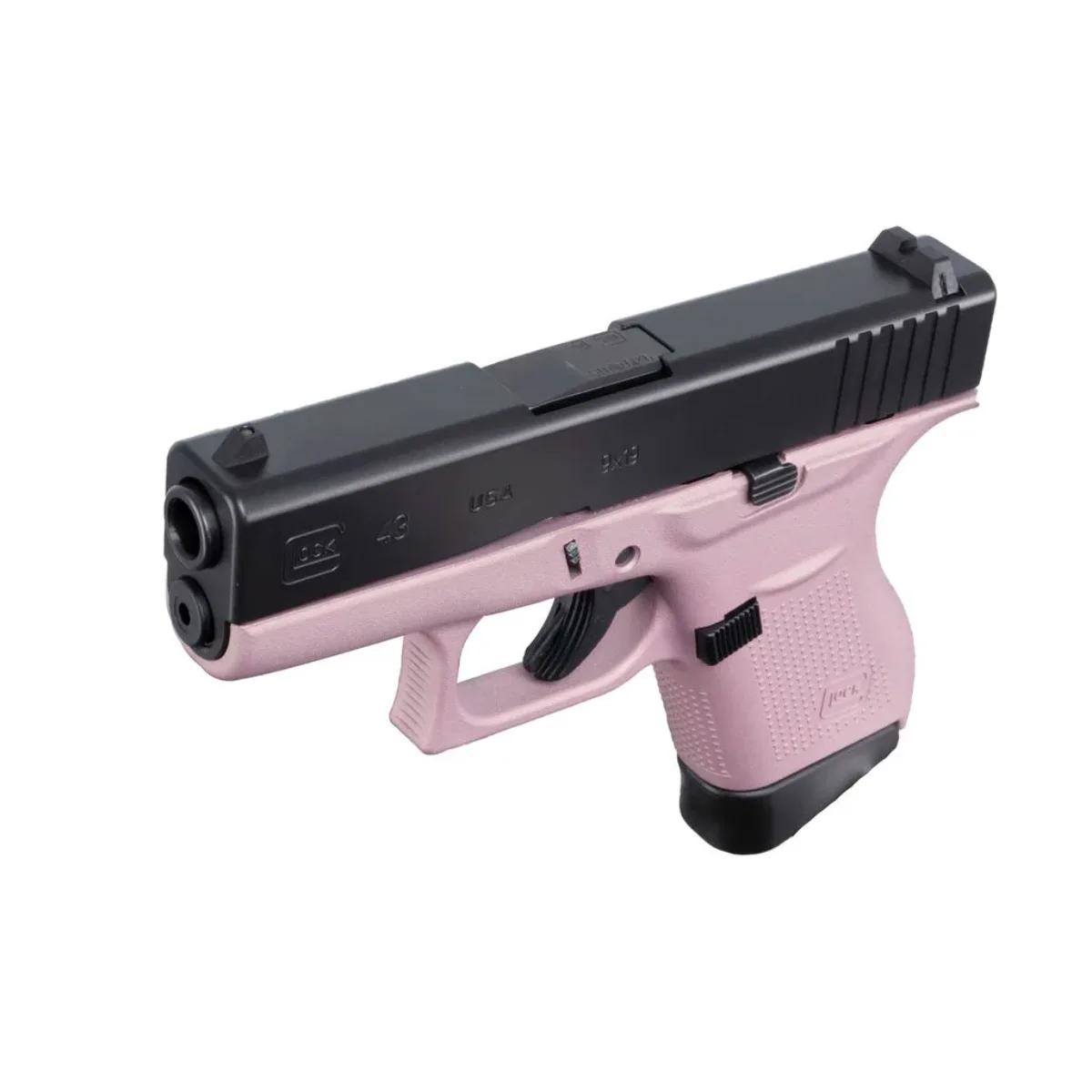 Glock 43 USA 9mm Pistol Pink Cerakote Frame Black Slide 6-Round
